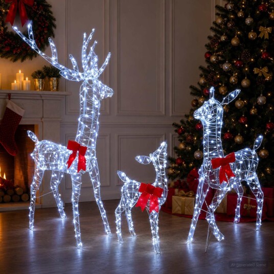 vidaXL LED-reinsdyrfamilie til jul 700 LED-lys Kaldhvit