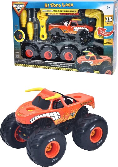 Monster Jam Lekebil Mechanix Build & Rebuild 25 Deler El Toro Loco
