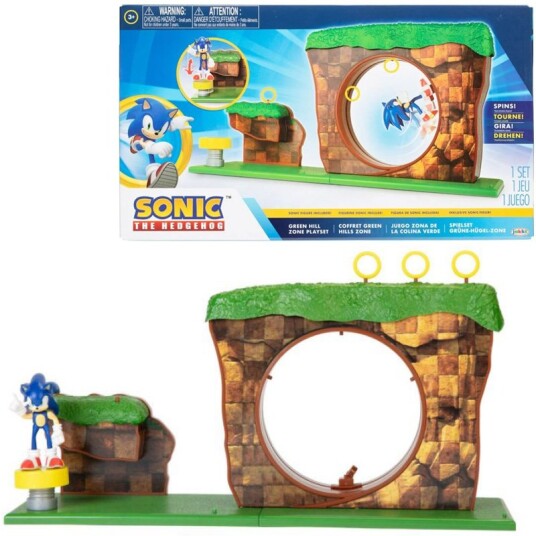 JAKKS Sonic the Hedgehog Green Hill Zone Lekesett med 10 Deler - Plast, Grønn