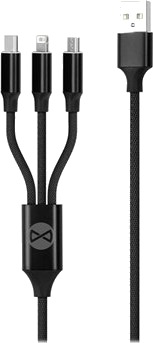 Usb-Kabel Techonic Forever 3-I-1 Usb – Lightning + Usb-C + Microusb 1,0 M 2A Sort Usb-Kabel Techonic Forever 3-I-1 Usb – Lightning + Usb-C + Microusb 1,0 M 2A Sort