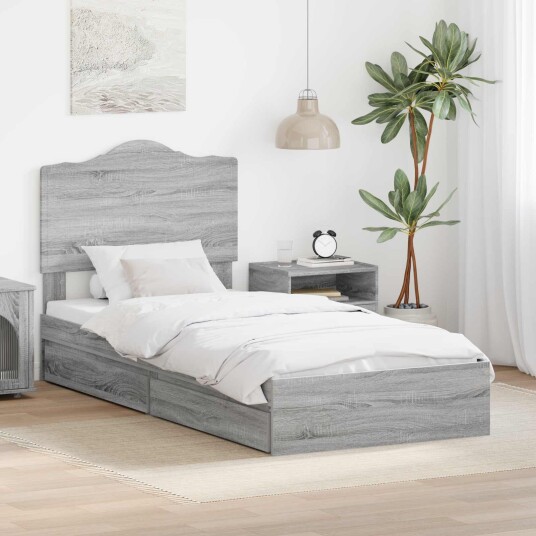 Seng med Oppbevaring Grå Sonoma 75 x 190 cm Konstruert tre