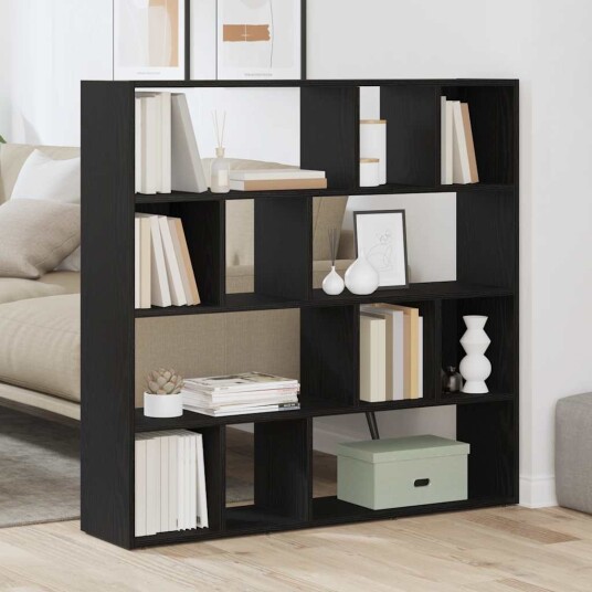 vidaXL Bokskap/romdeler svart eik 105x24x102 cm