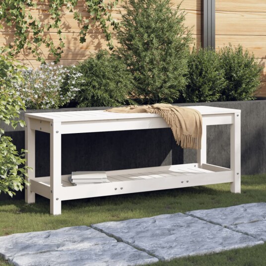 Hagebenk hvit 108x35x45 cm heltre furu 832383 Hagebenk hvit 108x35x45 cm heltre furu 832383