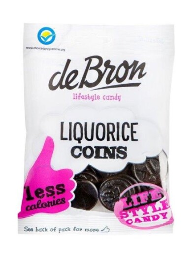 de Bron Liquorice Coins Sockerfria 100g