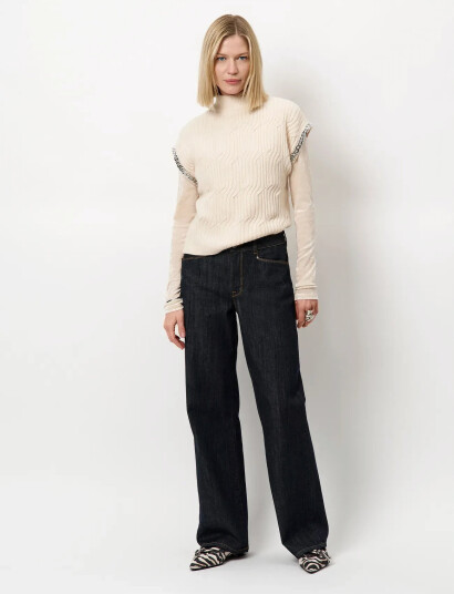 Dante6 Dante6-Meloe Sleeveless Chain Sweater - Cream - M Dante6 Dante6-Meloe Sleeveless Chain Sweater - Cream - M