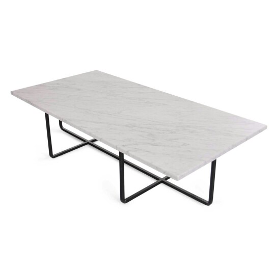 Ox Denmarq Ninety Salongbord 120x60x30 cm Sort Stativ Hvit Marmor