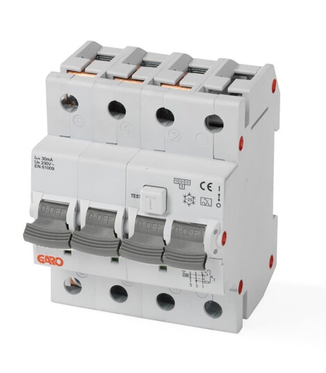 Garo RCBO GS C10A 4P Jordfeilautomat 4 pol C 6 kA 10 A Stikkontakter & kabler Garo RCBO GS C10A 4P Jordfeilautomat 4 pol C 6 kA 10 A Stikkontakter & kabler
