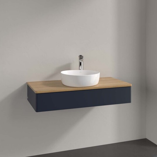 Villeroy & Boch Antao Servantskap med 1 skuff 100x50x19 cm u/lys Blå Matt/Eik Villeroy & Boch Antao Servantskap med 1 skuff 100x50x19 cm u/lys Blå Matt/Eik