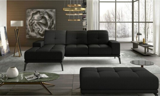 Hjørnesofa Eltap Torrense 265x175x98 cm Sawana 14 Svart Venstre