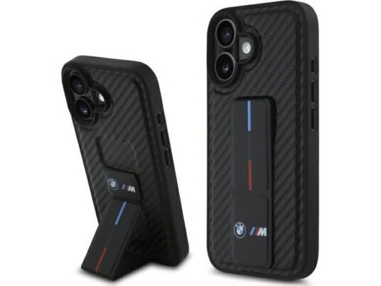 BMW BMW Bmhcp16sgspcck Iphone 16 6.1" Czarny/Black Hardcase M Grip Stand Smooth And Carbon