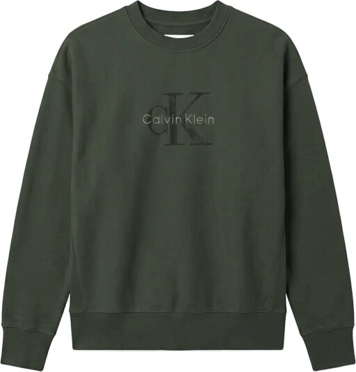 Calvin Klein Jeans Ls Premium Terry Painted Monolog Khaki green XS