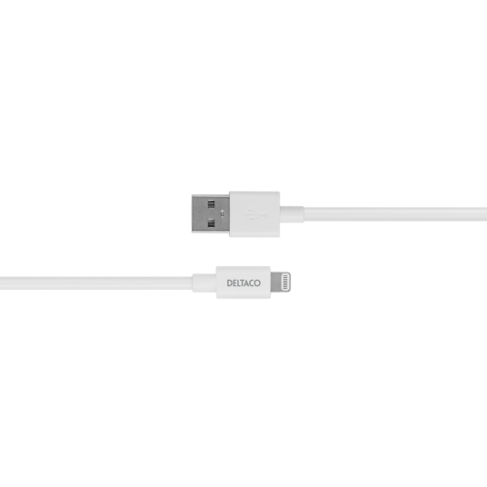 Deltaco MFI Lightning-kabel 1m USB A til Lightning - Hvit