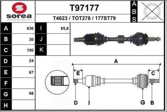 EAI T97177 Drivaksel EAI T97177 Drivaksel