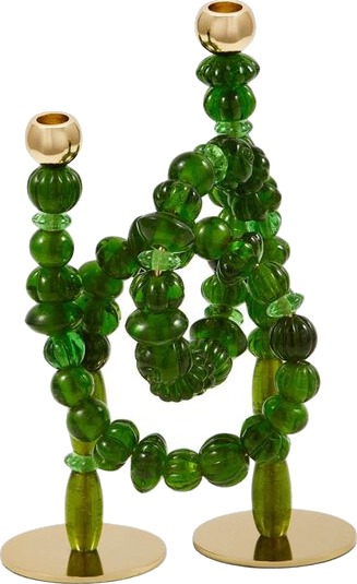 Pols Potten   Beads lysestake 38 cm mørk grønn