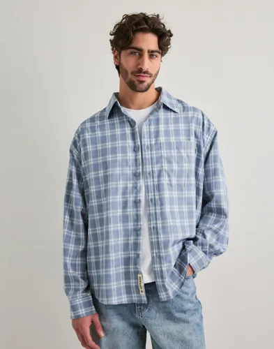 Woodbird Wbjong Dobby Check Shirt Skjorter Blå