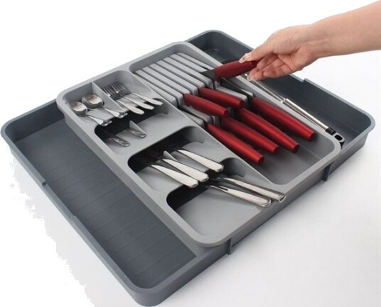 Justerbar Bestikk & Knivskuff 40 x 29,5-56 x 5,5cm