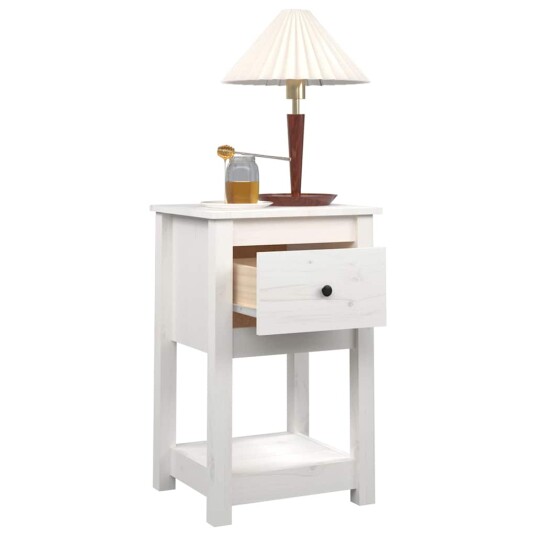 vidaXL Nattbord 2 stk hvit 40x35x61,5 cm heltre furu
