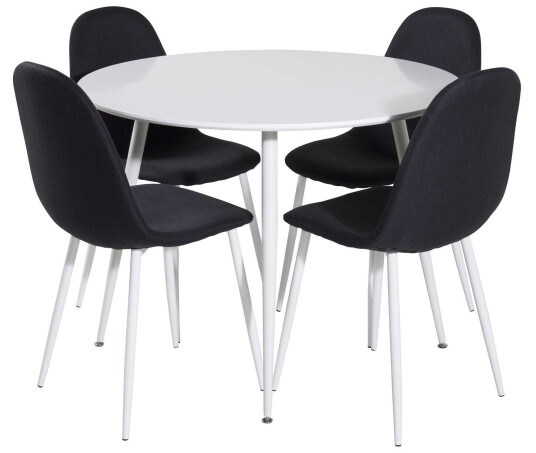 Venture Design Plaza & Polar spisegruppe Hvit/svart 4 st stoler & bord 100 cm