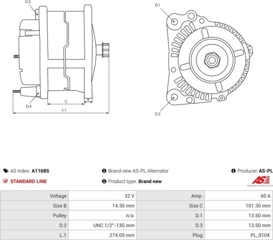 Dynamo AS-PL A1168S