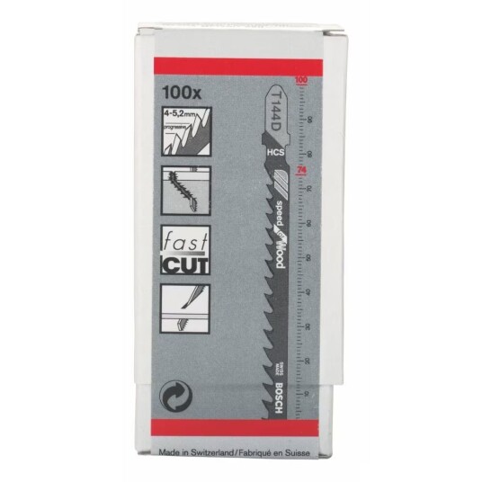Bosch T 144 D Stikksagblad for Tre, 100 mm, 100 stk