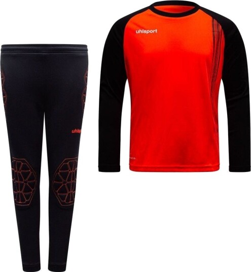 Uhlsport Keepersett Impulse Fluo Rød/Svart Barn 140 cm