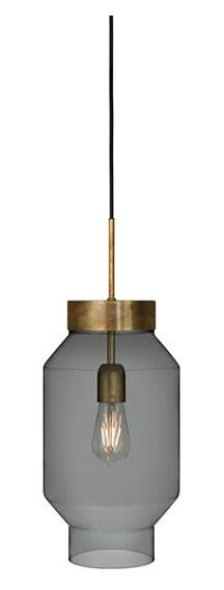 Konsthantverk Fenomen Stor Taklampe - Røykfarget Glass & Messing