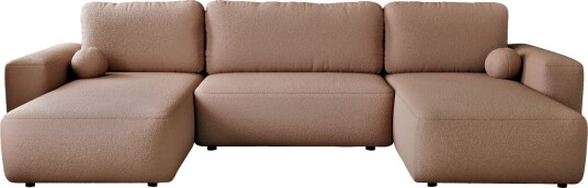 Elvior 5 seters U formet sovesofa med dobbeltdivan rosa