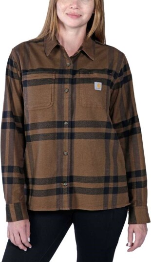 Carhartt Workwear Carhartt W"s Midweight Flannel L/S Plaid Shirt Carhartt Brown Heather Carhartt Brown Heather M