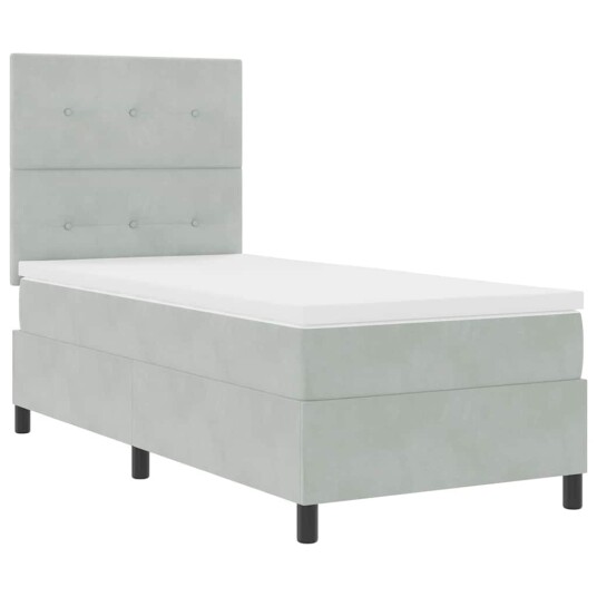 Box Spring Seng med Madrass Lysegrå 100x200 cm Fløyel
