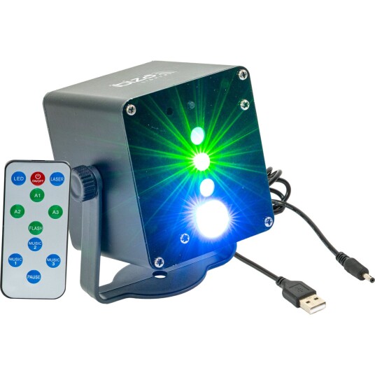 Ibiza Batteridrevet lyseffekt med laser Ibiza Batteridrevet lyseffekt med laser
