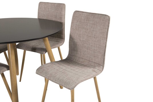 Venture Design Plaza & Windu spisegruppe Svart/grå 4 st stoler & bord 100 cm