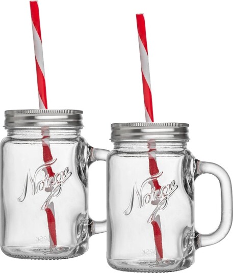 Norgesglasset Drikkeseidel 2pk med Sugerør