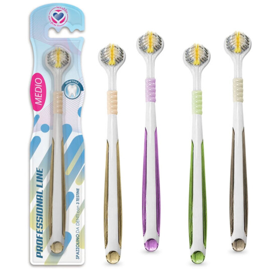 3-delt tannbørste SETABLU Professional Line 3-sone Medium 3-delt tannbørste SETABLU Professional Line 3-sone Medium