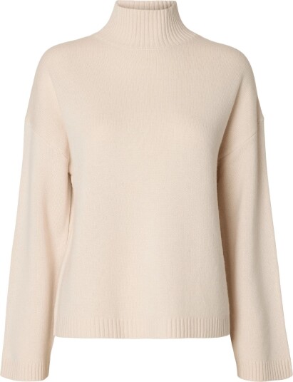 Selected Slwcille Cashmere Blend High Neck Noos SNOW WHITE L