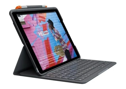 Logitech Slim Folio - keyboard and folio case - AZERTY - French - oxford grey Input Device - Tastatur & Foliosett - Fransk - Gr