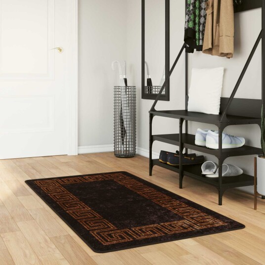 Teppe Runner MARSA Svart 80 x 200 cm Polyester og PVC Teppe Runner MARSA Svart 80 x 200 cm Polyester og PVC