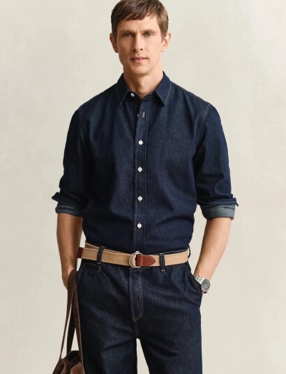 GANT Reg Denim Shirt Navy XXXL