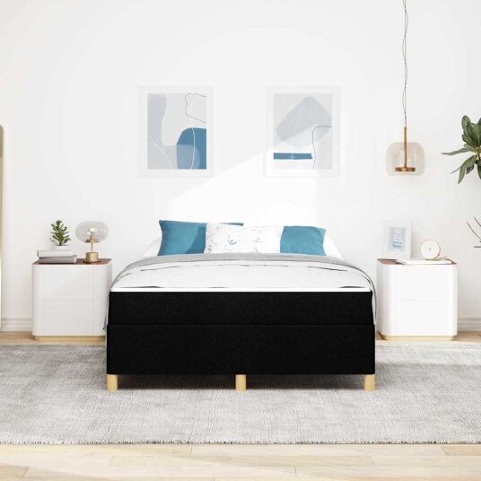 Sengestamme med madrass Svart 140 x 190 cm stoff
