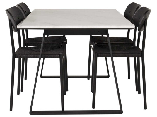 Venture Design Estelle & Polly spisegruppe Hvit/svart 4 st stoler & bord 140 x 90 cm