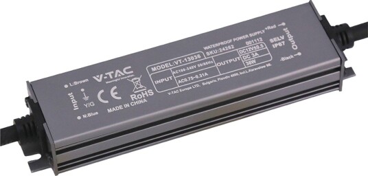 V Tac 36W / 12V DC strømforsyning 3A IP67 vanntett V Tac 36W / 12V DC strømforsyning 3A IP67 vanntett
