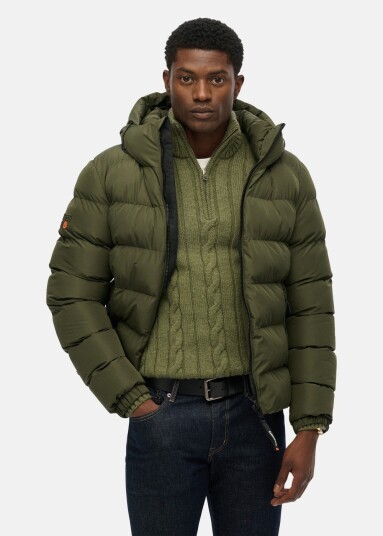 Hooded Sports Puffer Jacket Army Khaki/Army Khaki 2xl  Vårjakker