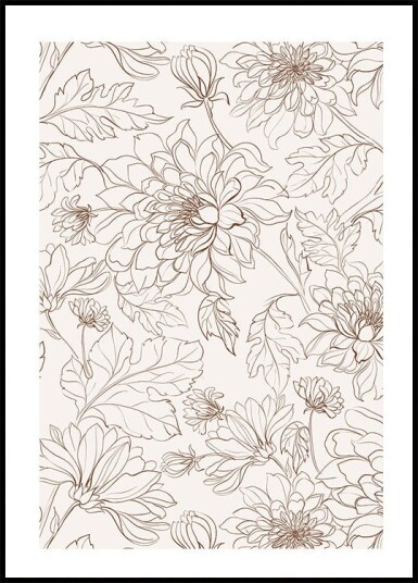 Flowers Line Art Plakat Plakat / 100x150cm