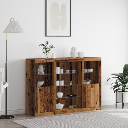 Sideboard med LED lamper Gamle tre 143 x 37 x 100 cm Ingeniørtre Sideboard med LED lamper Gamle tre 143 x 37 x 100 cm Ingeniørtre