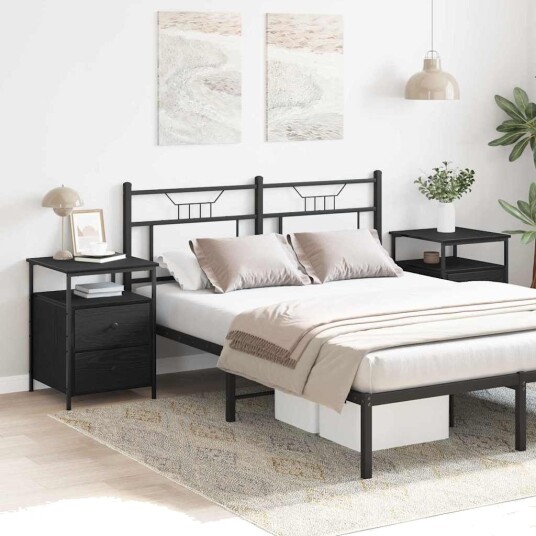  Nattbord 2 stk Svart Eik 44x45x60 cm Konstruert Tre