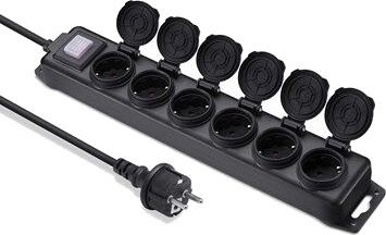 Andersson 6-way outdoor power strip IP44, 3m black Andersson 6-way outdoor power strip IP44, 3m black