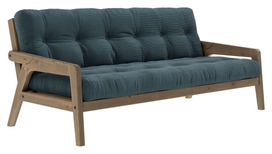 Karup Design Grab Sovesofa, Brunlakkert furu, Pale Blue fløyel 1727941-13-0 1727941-02-0