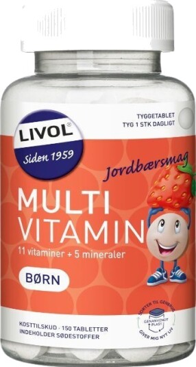 Livol Multivitamin Børn Jordbær 150 Tabletter Livol Multivitamin Børn Jordbær 150 Tabletter