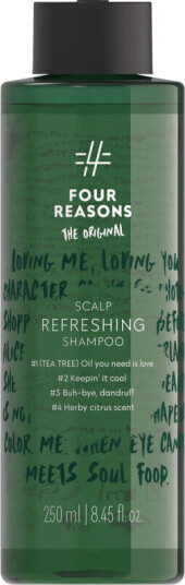 Four Reasons 250ml Oppfriskende Sjampo for Fet Hodebunn med Tea Tree-olje Four Reasons 250ml Oppfriskende Sjampo for Fet Hodebunn med Tea Tree-olje