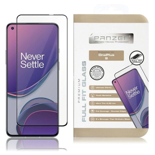 Panzer Full-Fit Skjermbeskytter i Glass for OnePlus 9 - Svart