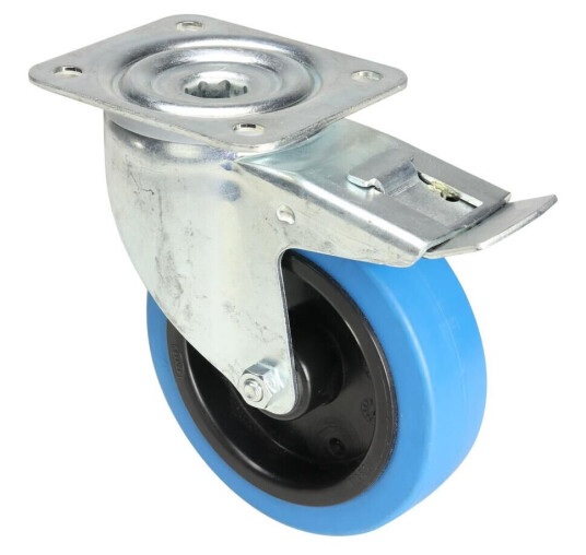 Tente 37036 - Swivel Castor 125 Mm With Blå Wheel And Brake